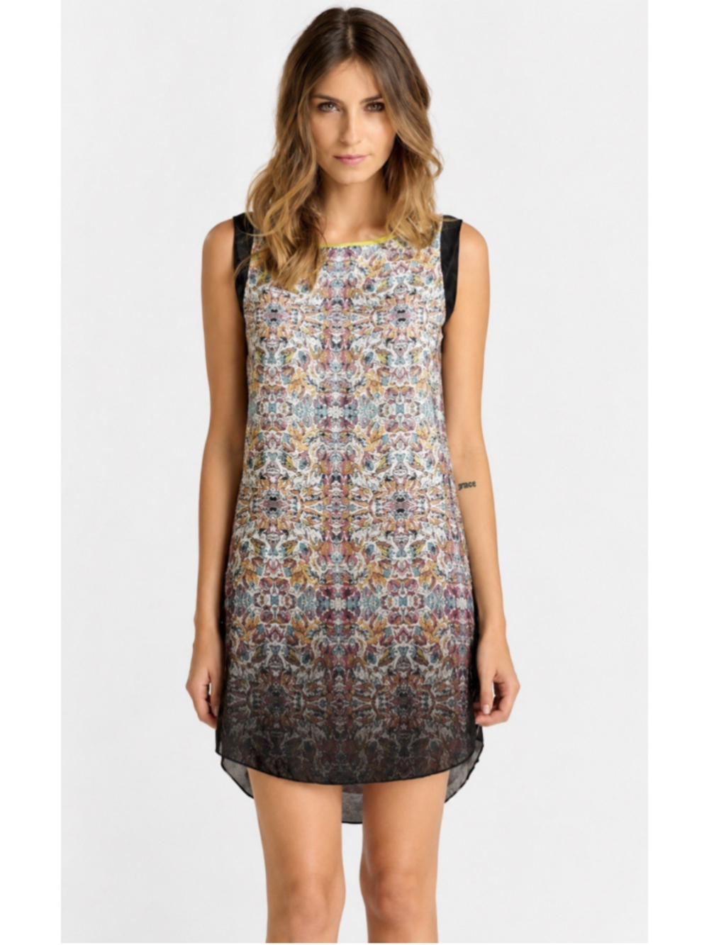 100% Silk Abstract Anthropologie Dress Womens XS Purple Shift Mini Art to Wear